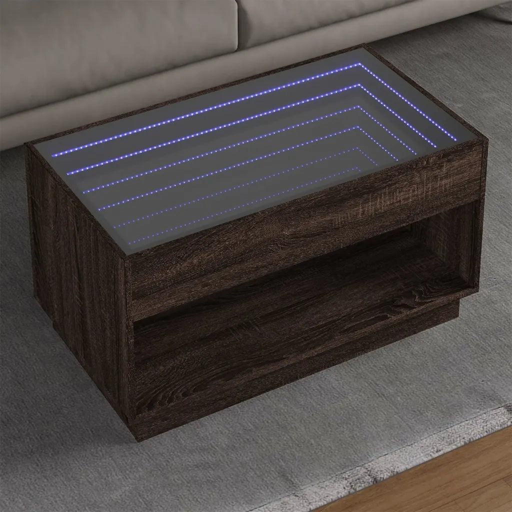vidaXL Tavolino da Salotto con LED Infinity Rovere Marrone 90x50x50 cm