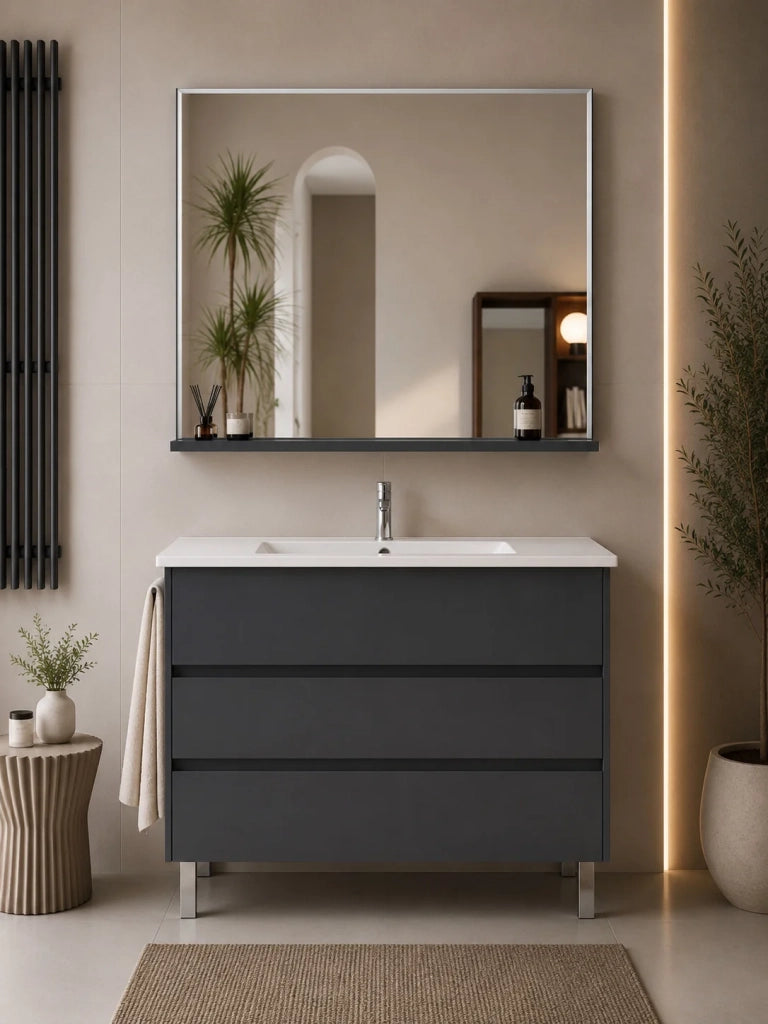Mobile bagno con lavabo ORIGENBATH IMPERIA senza specchio 70x45 cm grafite con colonna