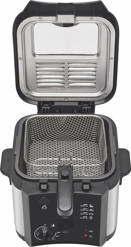 Friteuse classica 25 l olio - contenitore e coperchio rimovibili - capacità 1 kg patatine - 1600 W - finestra di controllo - termostato regolabile da 130 a 190 °C - filtro di grasso in metallo -