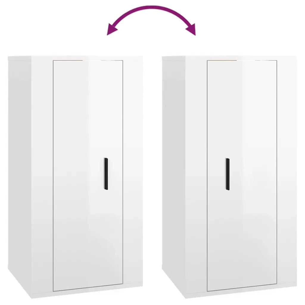 Mobile Porta TV a Parete Bianco Lucido 40x34,5x80 cm 816674