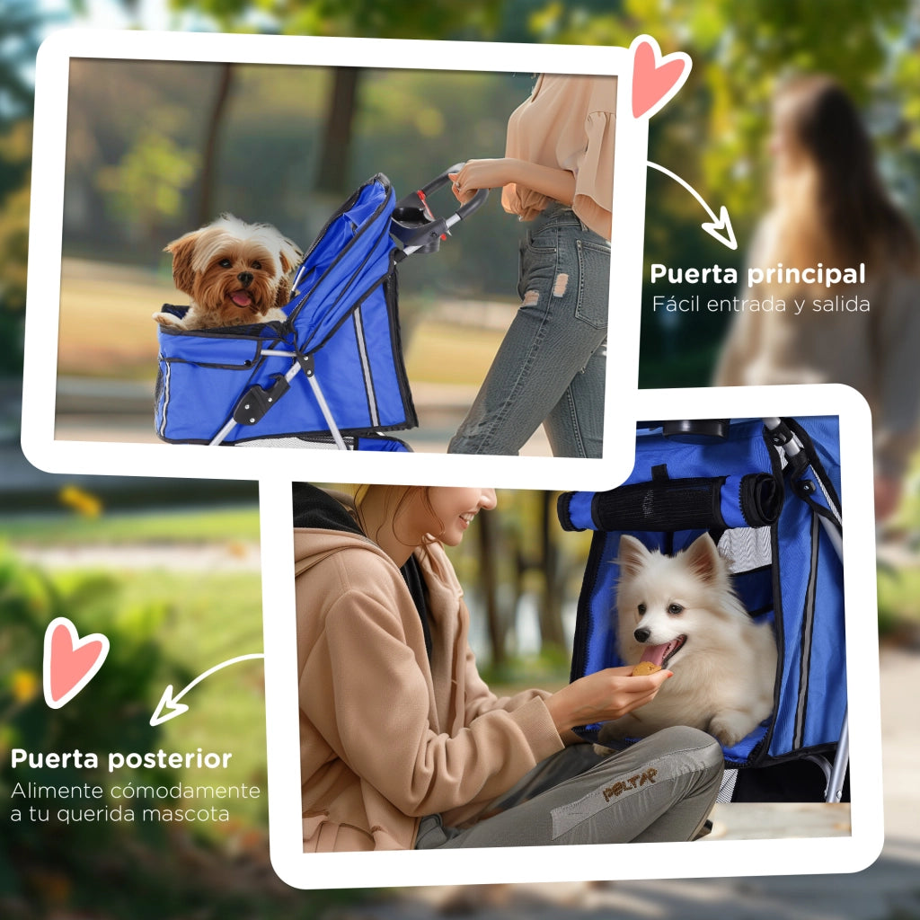 Carrello per Cani Piccoli con Cestello ¨C zephmum ¨C 75x45x97 cm Blu