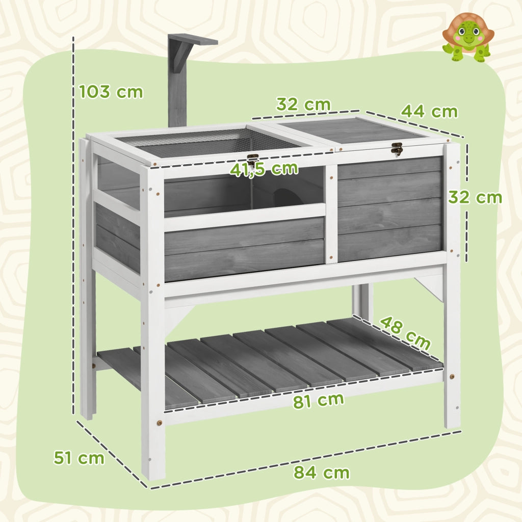 Recinto per tartarughe in legno massello con scaffale ¨C zephmum ¨C 84x51x103 cm