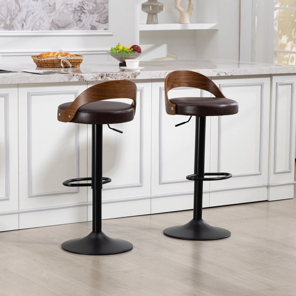 BARHOCKER girevole 360° regolabile in altezza 2 pezzi PU marrone con schienale