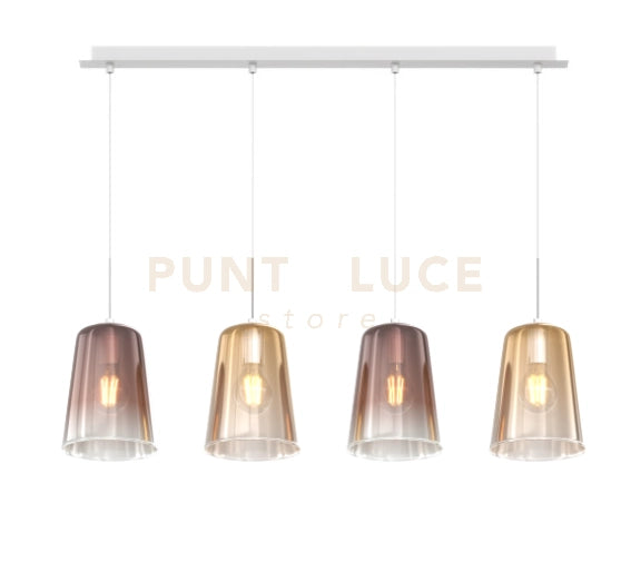 SOSPENSIONE BIANCO RETTANGOLARE 4 LUCI (2 AM + 2 RA) 1164BI-S4 R-AR