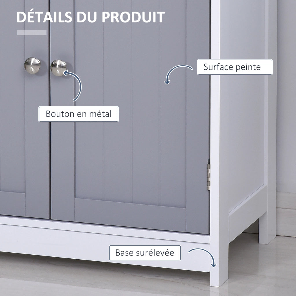 Mobile Bagno con 2 Cassetti e Ante ¨C Zephmum ¨C Grigio 60x30x75 cm