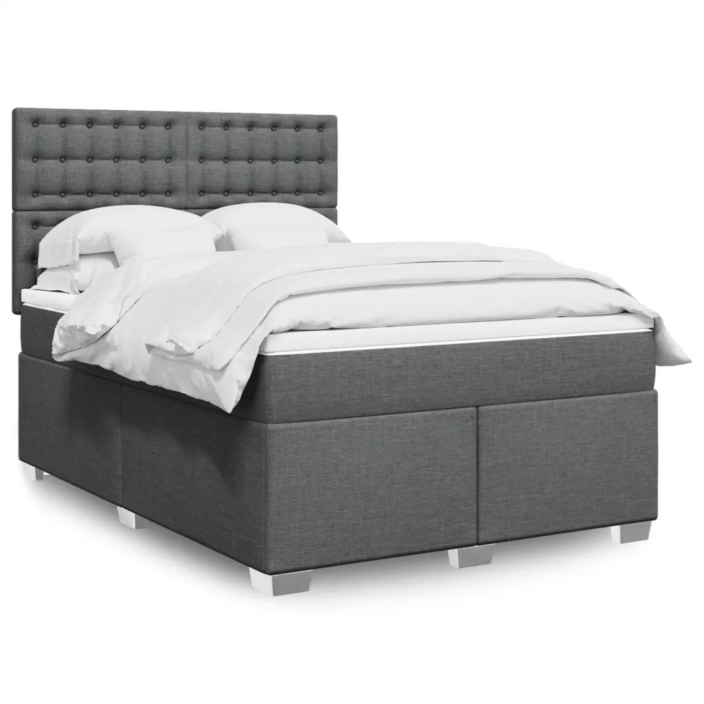 vidaXL Giroletto a Molle con Materasso Grigio Scuro 160x200 cm Tessuto