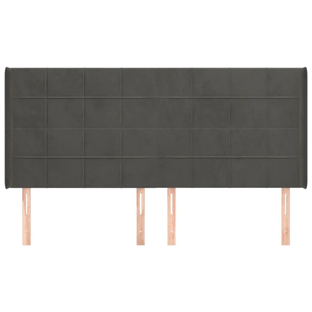 Testiera ad Orecchio-Testata con Orecchie GrigioScuro 183x16x118/128 cm in Velluto 370016