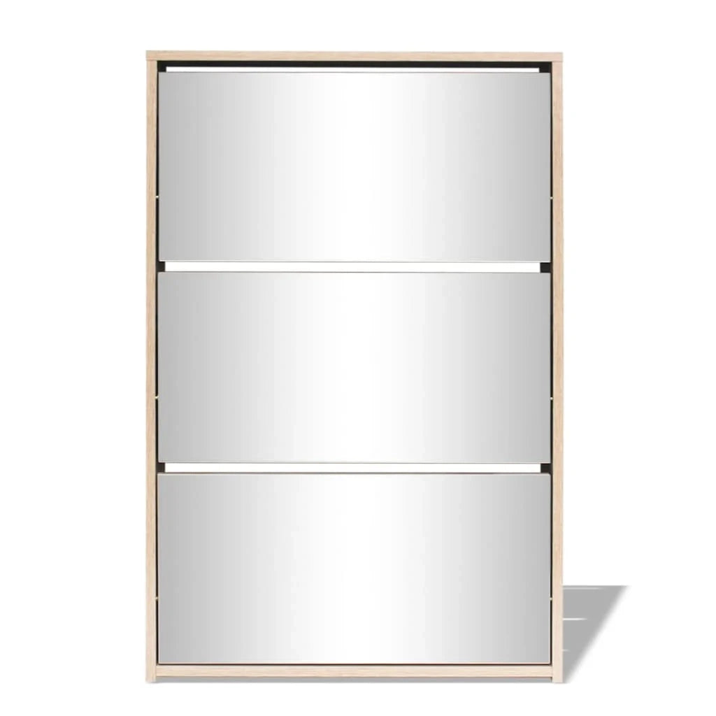 Scarpiera con 3 ripiani e specchio 63 x 17 x 102,5 cm rovere marrone 02_0043384