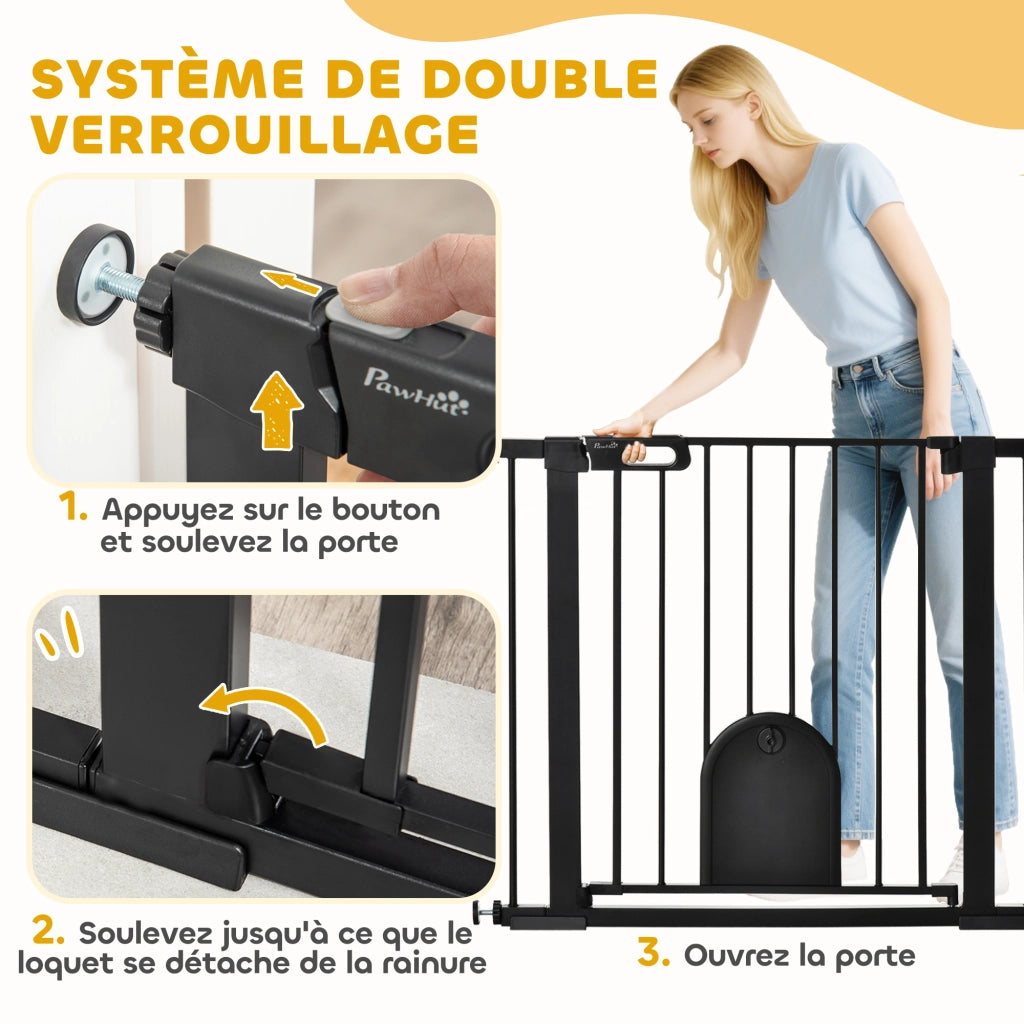 Barriera per animali con porta e chiusura automatica ¨C Minimal ¨C acciaio nero