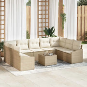 Set di divani con cuscino 10 pcs Beige polyrattan