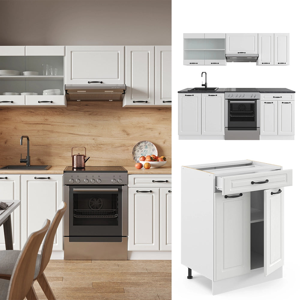 Vicco Cucina componibile Casa di campagna bianca/bianco 200 cm , PL Antracite