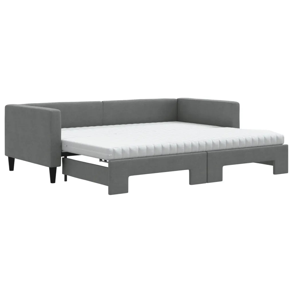 Divano Letto Estraibile Materassi Grigio Scuro 90x200cm Tessuto 3196597