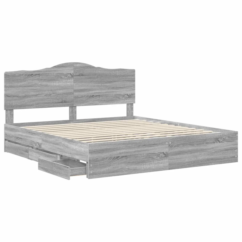 Struttura del letto con cassetto Grigio Sonoma 200 x 200 cm