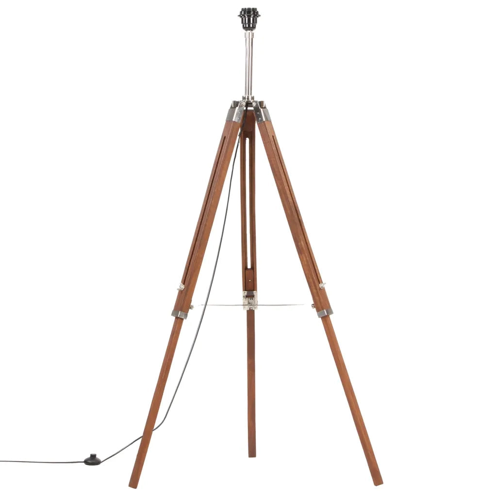 Lampada a Treppiede Marrone e Bianco in Legno di Teak 141 cm CFW6685588