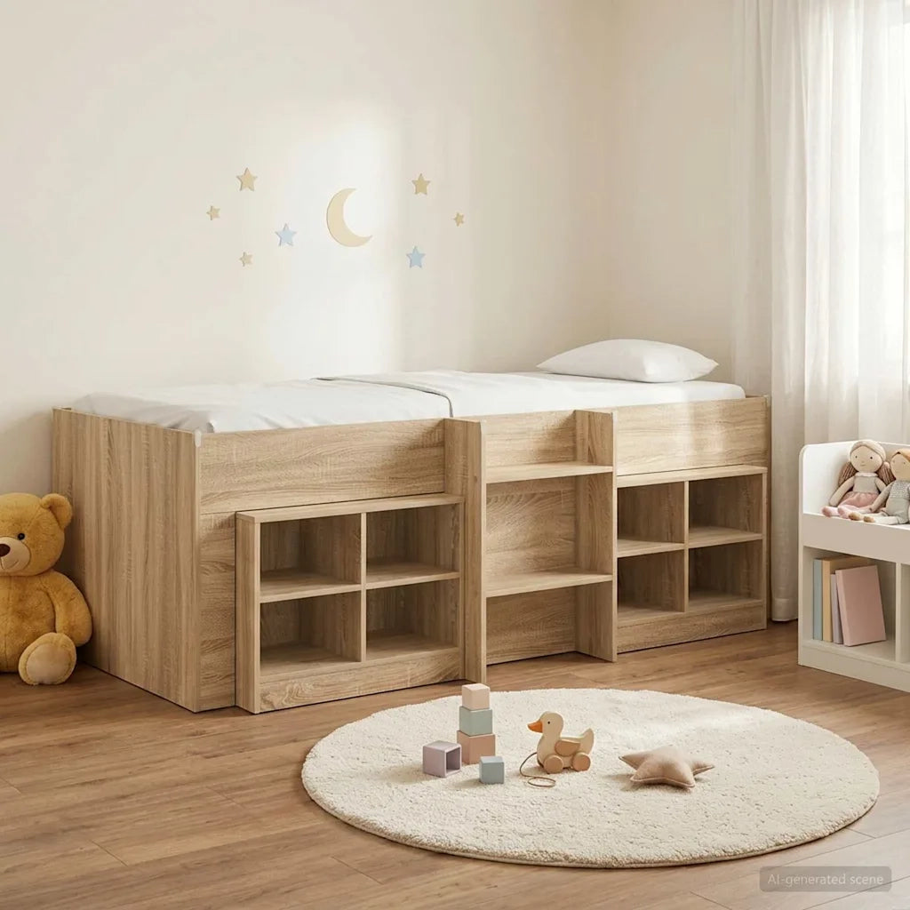 Struttura Letto Loft con Mobile 3 pz Rovere Sonoma 3423424