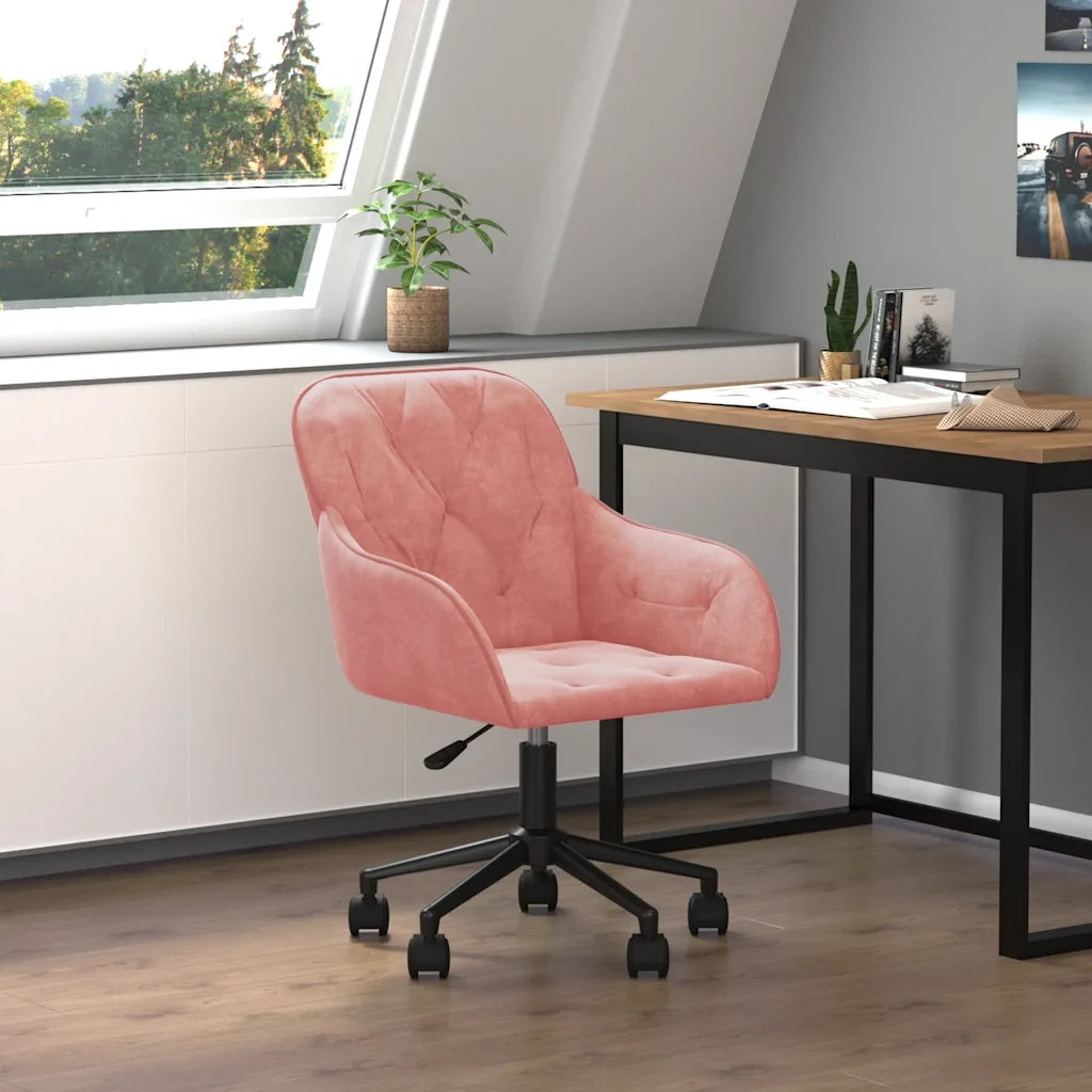 Sedia Girevole da Ufficio Rosa in Velluto 344871
