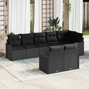 Set Divano da Giardino 8 pcs Nero polyrattan