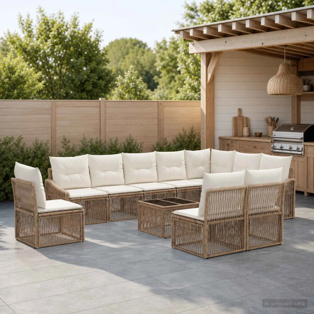 Set Divano da Giardino 11 pcs Beige polyrattan 3436038