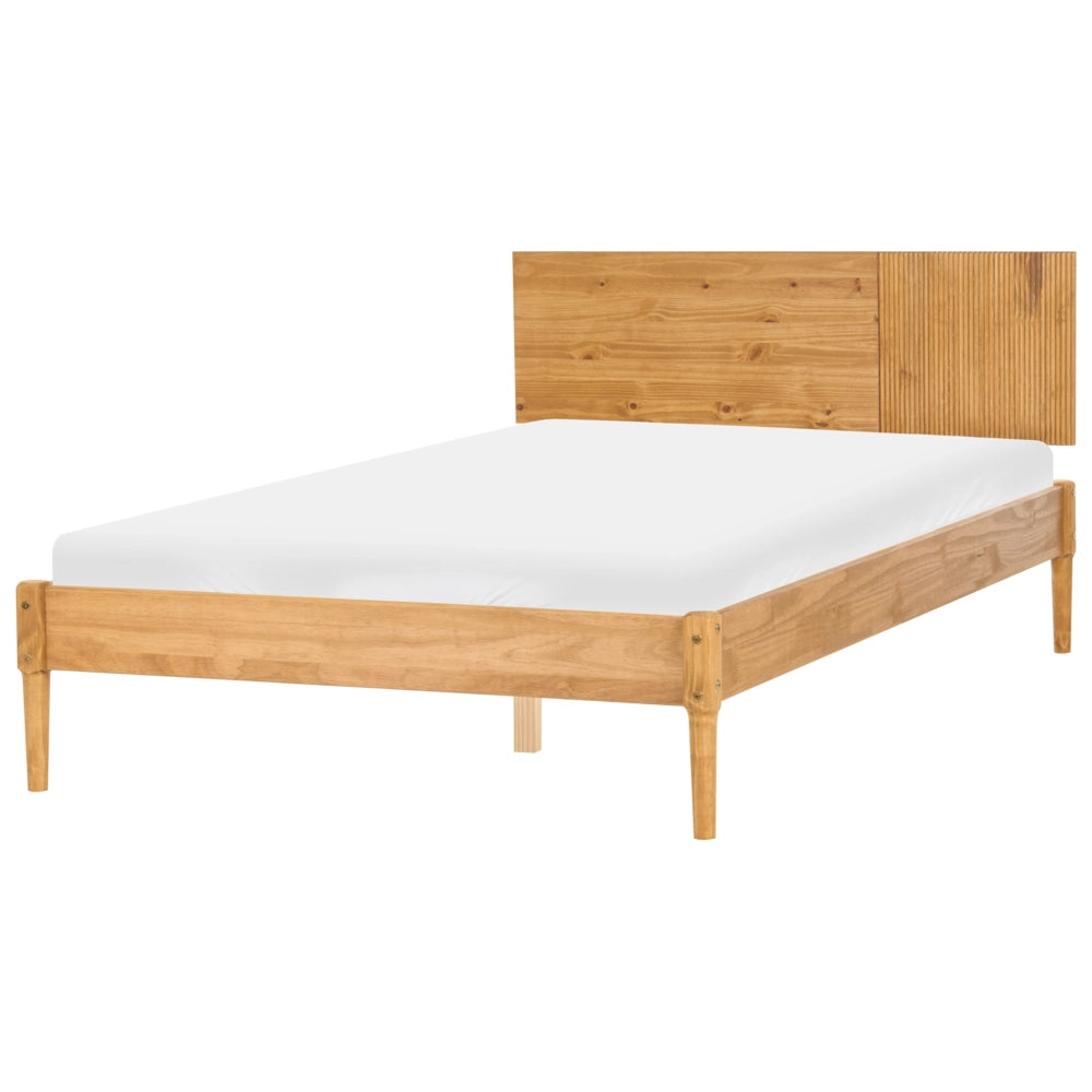 Set da camera da letto in legno di pino con letto matrimoniale 2 comodini e cassettiera a 6 cassetti 140 x 200 cm marrone chiaro stile scandinavo