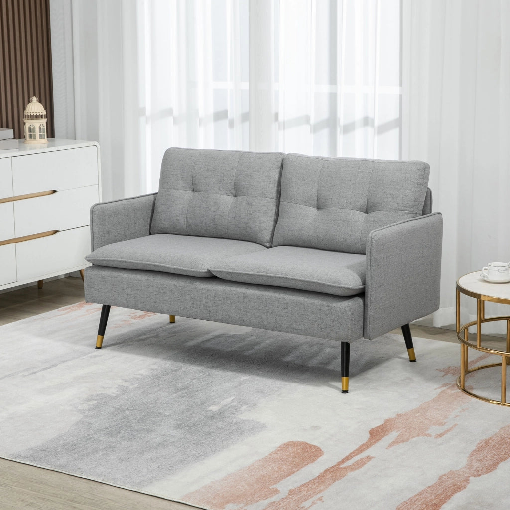 Divano 2 Posti in Tessuto Grigio con Gambe in Acciaio ¨C zephmum ¨C 139x68x80cm