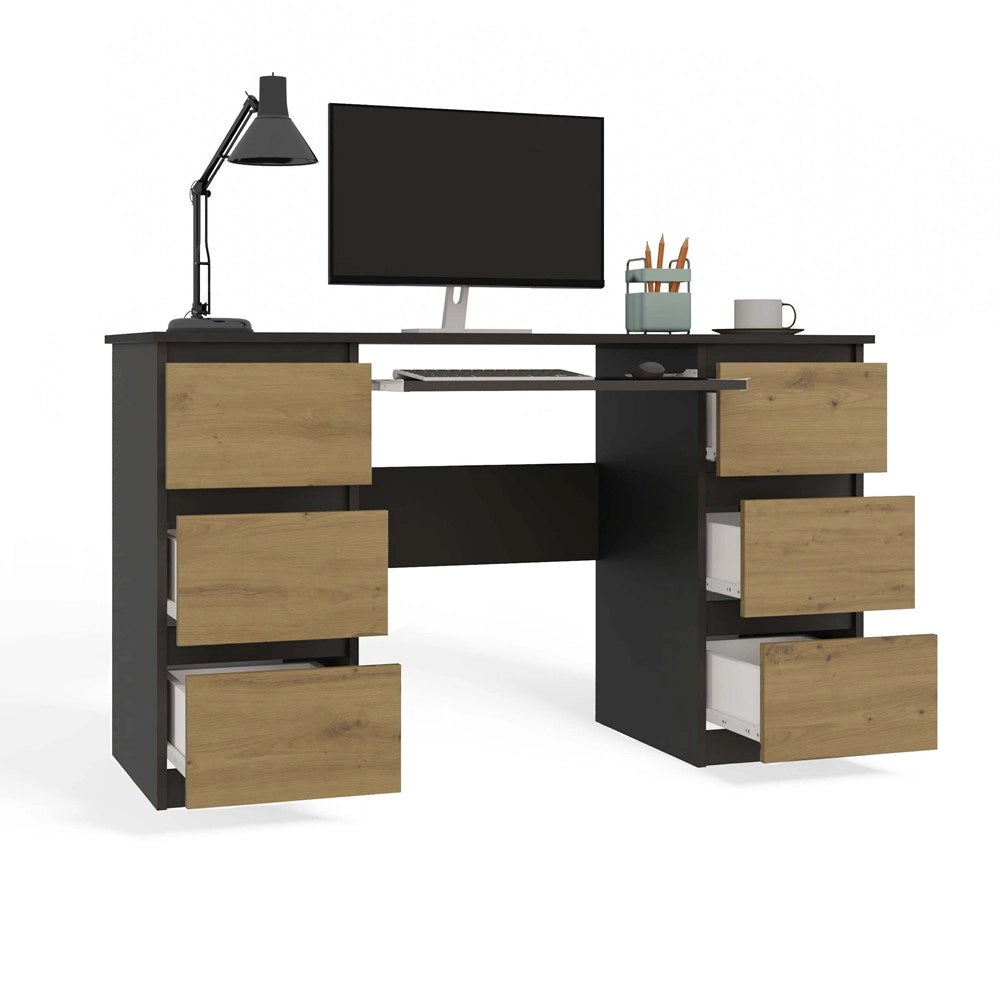Scrivania KUBA antracite rovere artisan per ufficio e studio