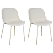 Set di 2 sedie da pranzo in plastica beige chiaro con gambe in metallo stile moderno