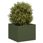 Fioriera-Vaso-Contenitore per Piante Verde Oliva 40x40x30 cm in Acciaio