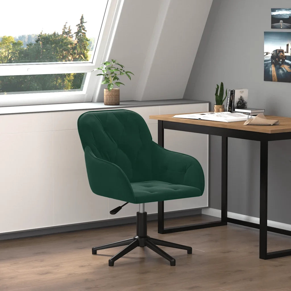 Sedia da Ufficio Girevole Verde Scuro in Velluto 344858