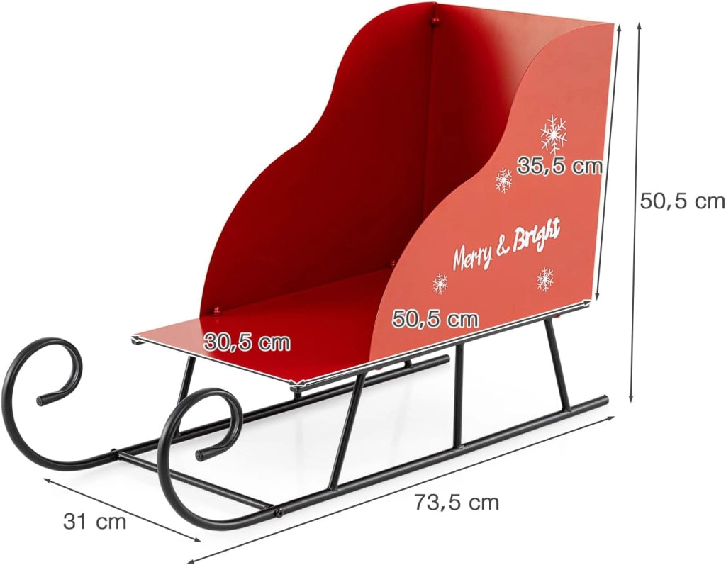 COSTWAY Slitta di Babbo Natale, Slitta di Babbo Natale in Metallo con Ampia Area di Carico per Regali, Decorazione Natalizia per Casa, Negozio e Ufficio (Modello 4)