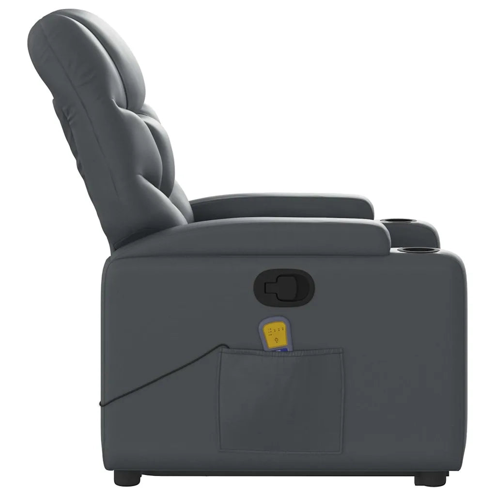 Poltrona | Sedia Relax Alzapersona Reclinabile Massaggio Grigio Similpelle