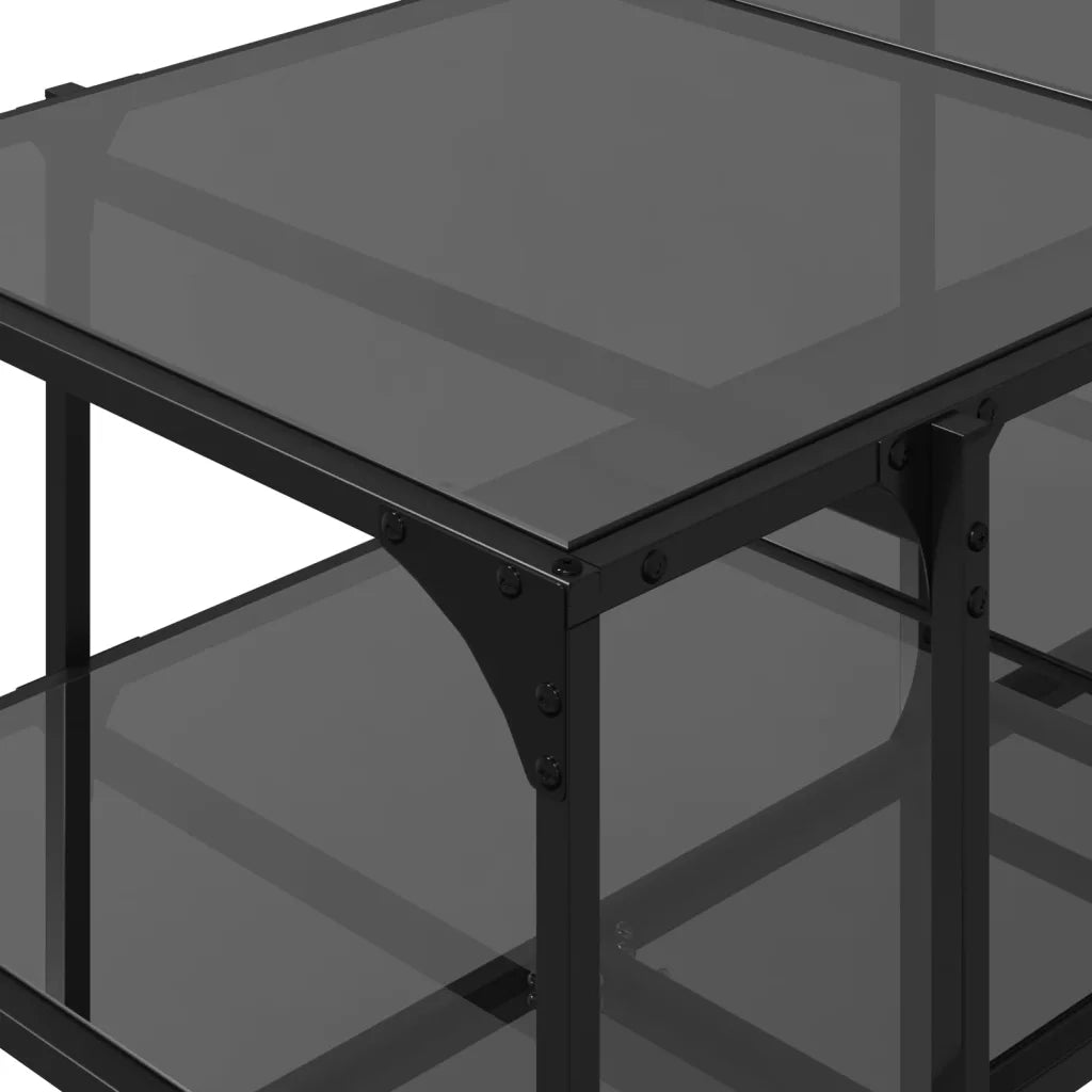 vidaXL Tavolino con Piano in Vetro Nero 98,5x50x45 cm Acciaio