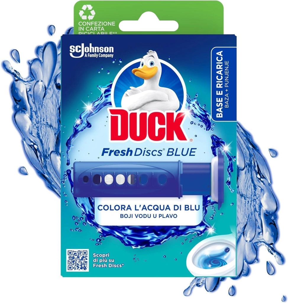 SET 5 DUCK FRESH DISCS BLUE BASE PER DISCHI GEL IGIENIZZANTI WC 1 APPLICATORE E 6 DISCHETTI