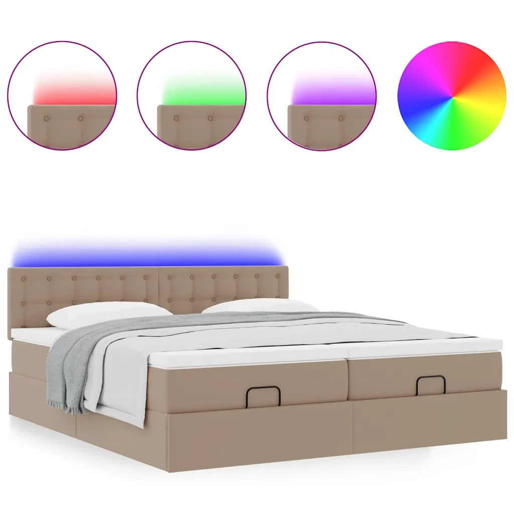 vidaXL Struttura Letto Pouf con Materassi 180x200 cm Similpelle