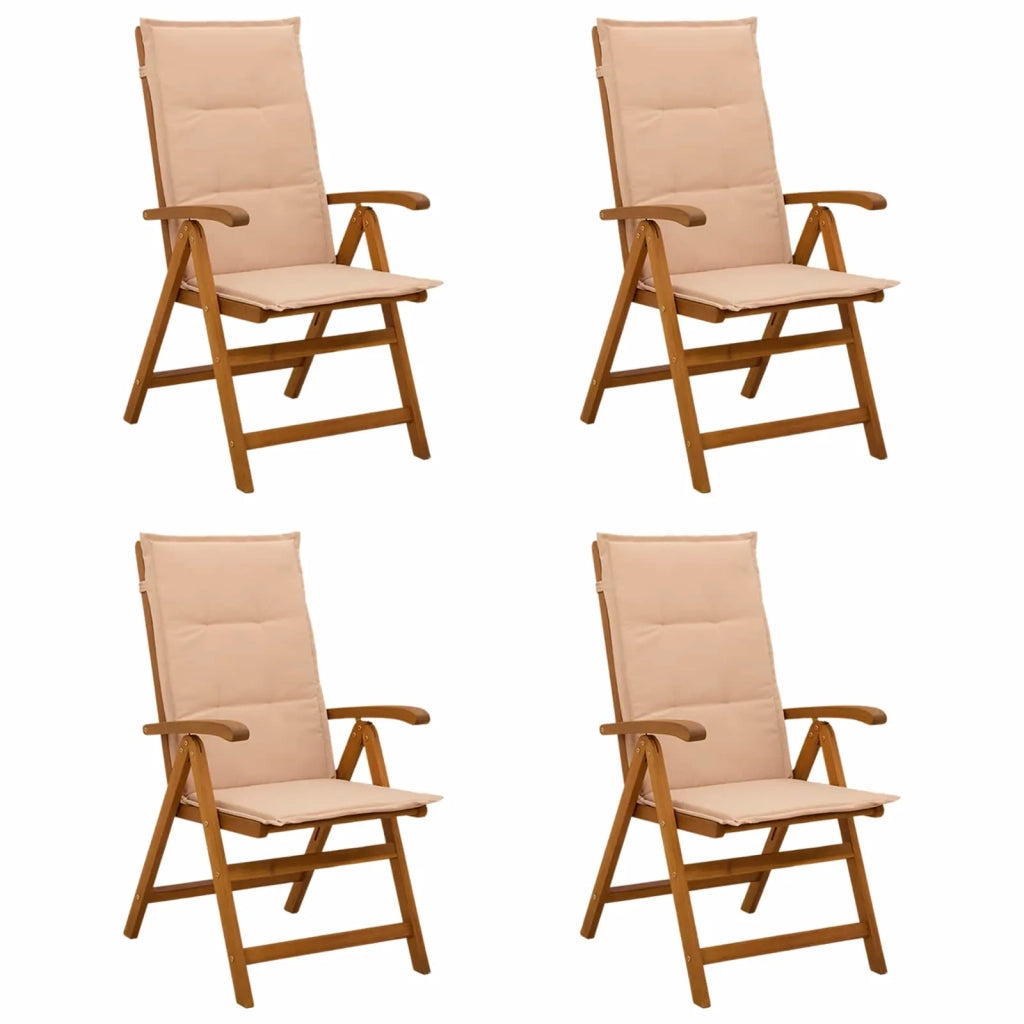Sedie da giardino reclinabili 4 pz Naturale 3434466