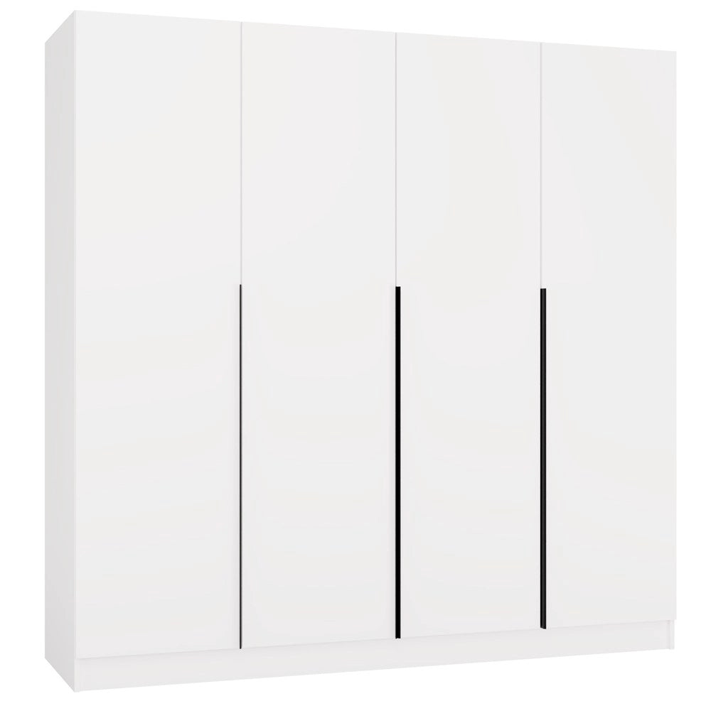 Armadio SENSO 4d 200 cm 4 ante nero maniglie per soggiorno camera da letto bianco guardaroba