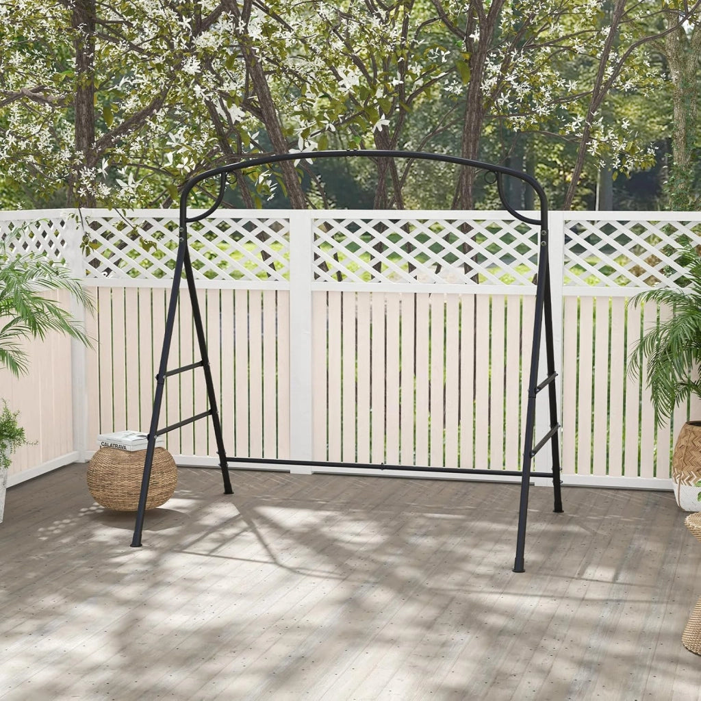 Supporto per altalena in metallo, telaio per dondolo da giardino a forma di A, telaio per panca sospesa con carico di 300 kg, telaio con 2 anelli per balcone, veranda, 180 x 133 x 182 cm