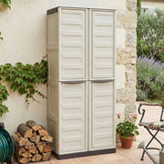 Armadio multiuso da esterno o Adenina, Mobile a 2 ante e 3 ripiani in polipropilene, 100% Made in Italy,cm 70x39h165, colore Beige