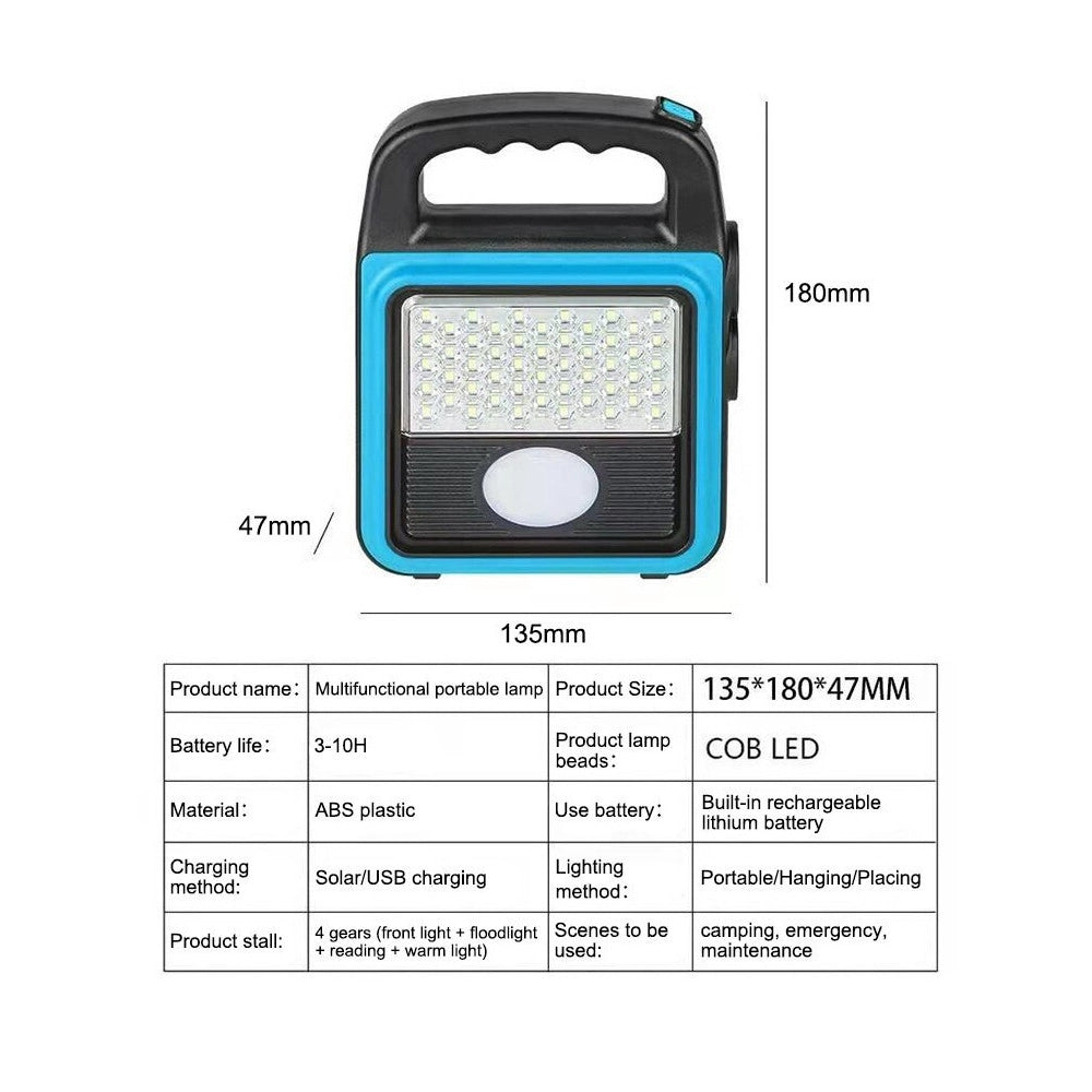 Trade Shop - Torcia Solare Portatile Multifunzione Ricaricabile Lanterna Da Campeggio Ip65 -