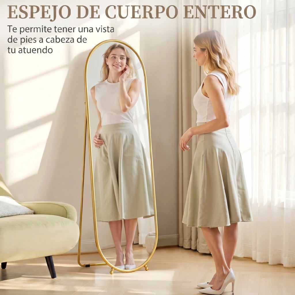 Specchio da Terra Ovale 160x40 cm ¨C zephmum ¨C Cornice Metallo Dorato