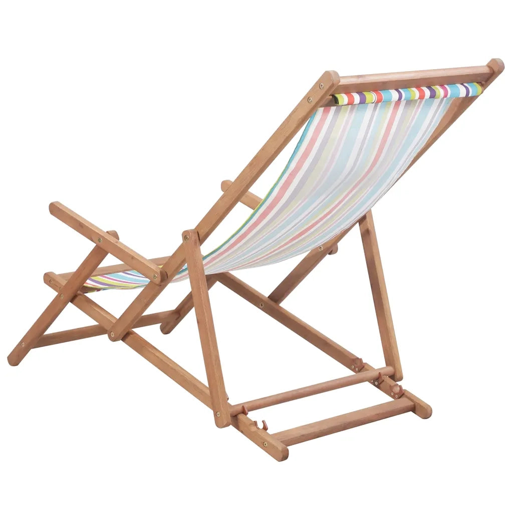 Sdraio da Spiaggia Pieghevole Telaio Legno Tessuto Multicolore CFW3129972