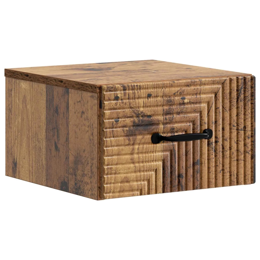 Mobiletto da notte a muro 2 pcs Legno antico 34,5 x 33 x 20 cm 898612