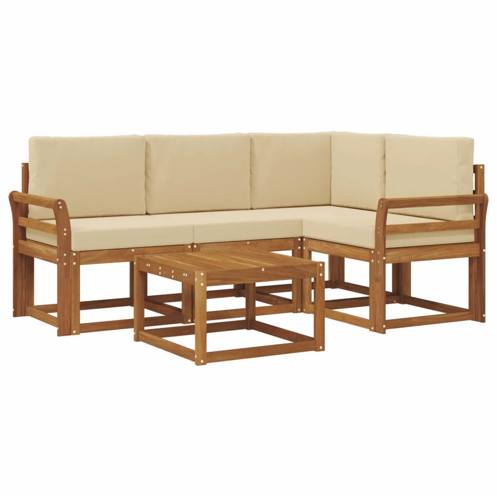 Set di divani da esterno con cuscino 5 pcs Naturale e Beige