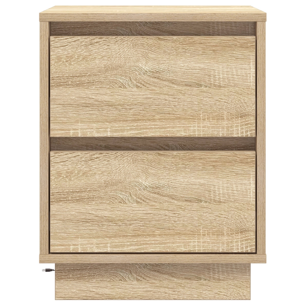 Comodini con luci LED 2 pz Rovere di Sonoma 39x34,5x50 cm