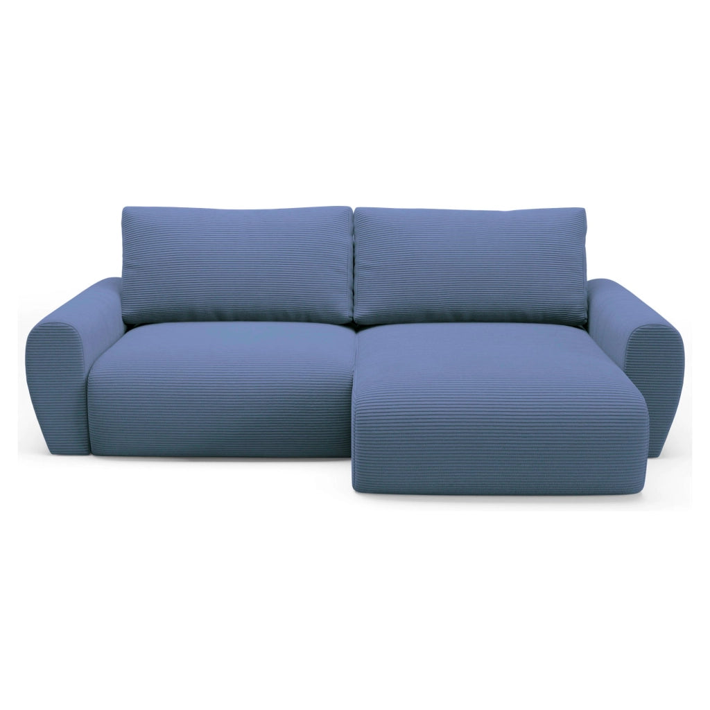 Paullo, Divano Letto con Penisola Contenitore, 253x153 cm blu