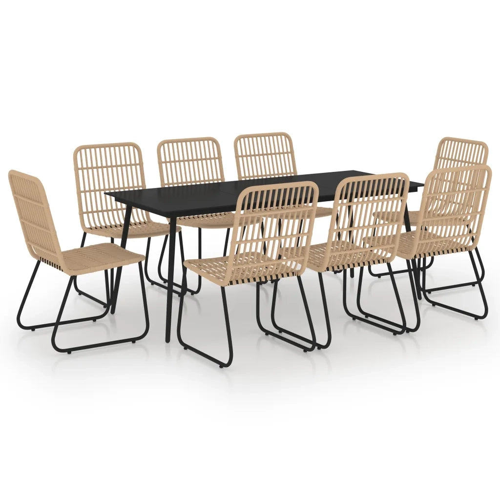 Set da Pranzo da Giardino 9 pz in Polyrattan e Vetro cod mxl 34646