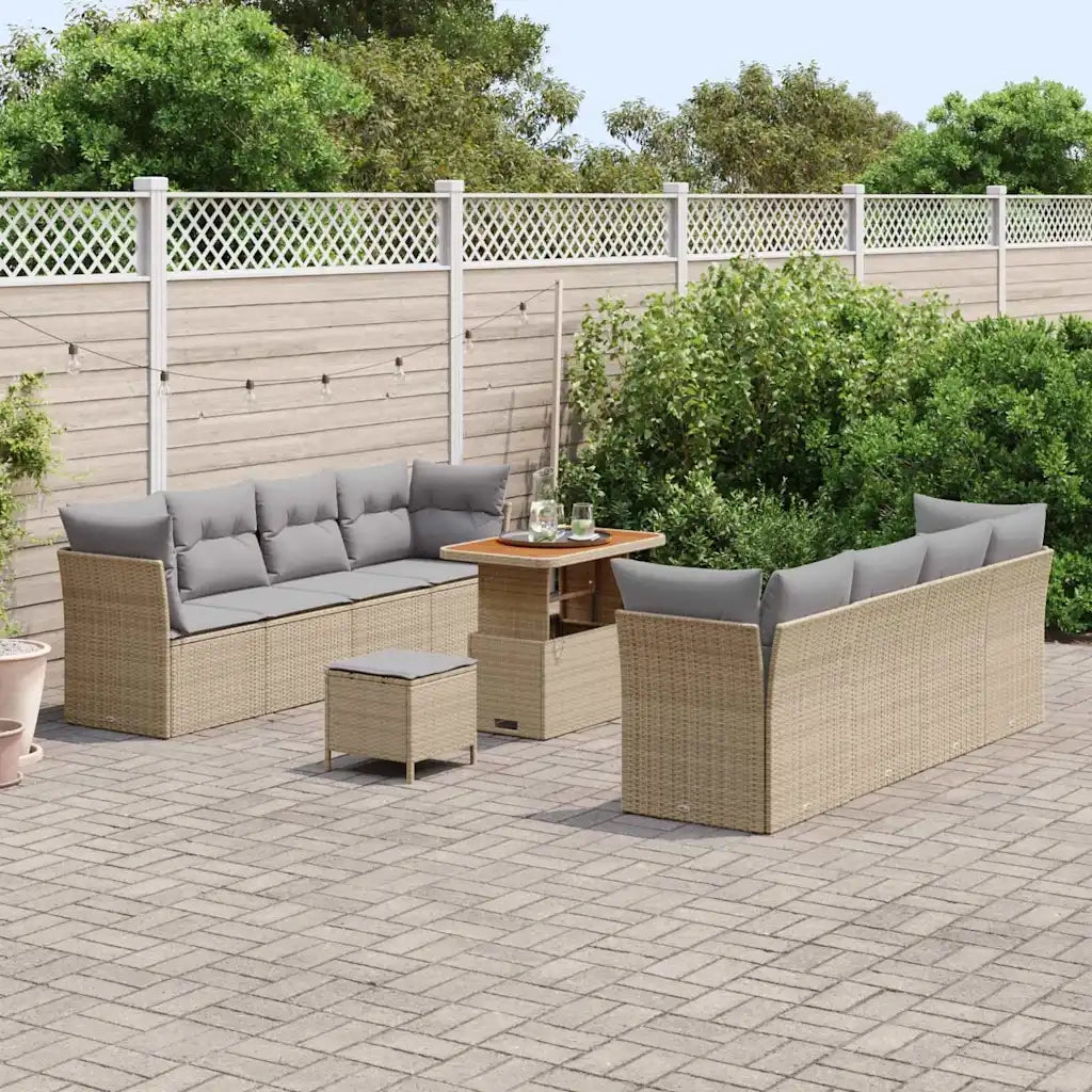 Set Divano da Giardino con cuscino 11 pcs beige e grigio chiaro