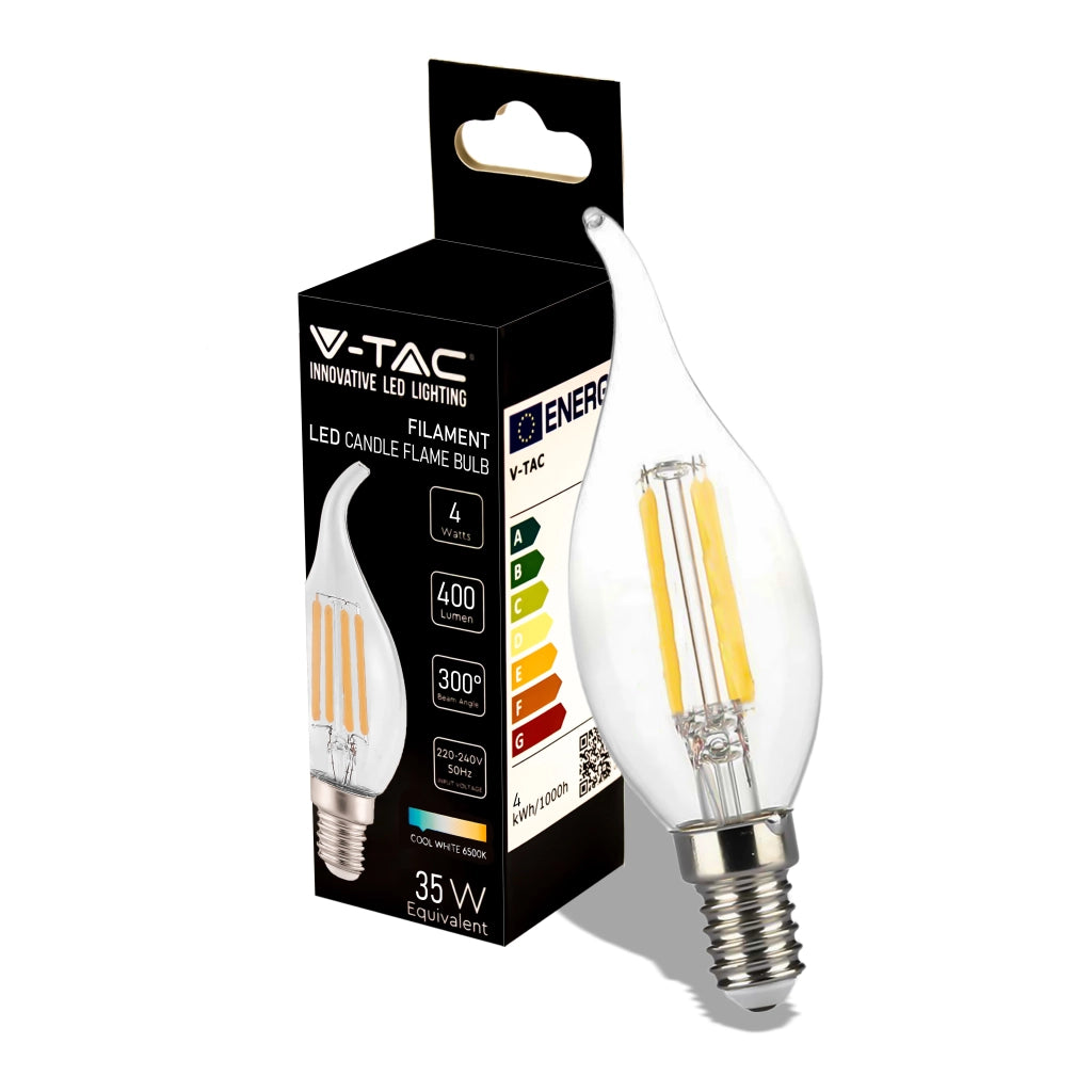 Bulbo filamento a fiamma a lordo a LED 4W 6500K E14