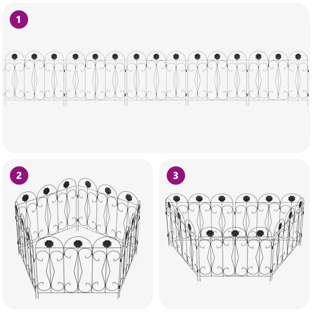 Recinzione per Giardino 5 pcs Nero Acciaio