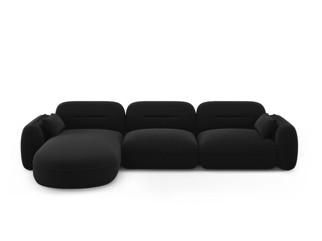 Cosmopolitan Design - Divano angolare modulare sinistro "Sydney" 4 posti in velluto nero 