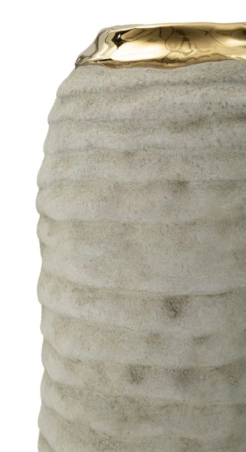 Vaso Lima Ø12,5x25 cm in Ceramica Grigio e Oro